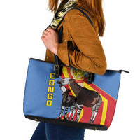 DR Congo Okapi Leather Tote Bag With Coat Of Arms