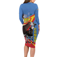 DR Congo Okapi Long Sleeve Bodycon Dress With Coat Of Arms