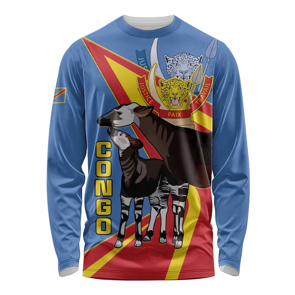 DR Congo Okapi Long Sleeve Shirt With Coat Of Arms