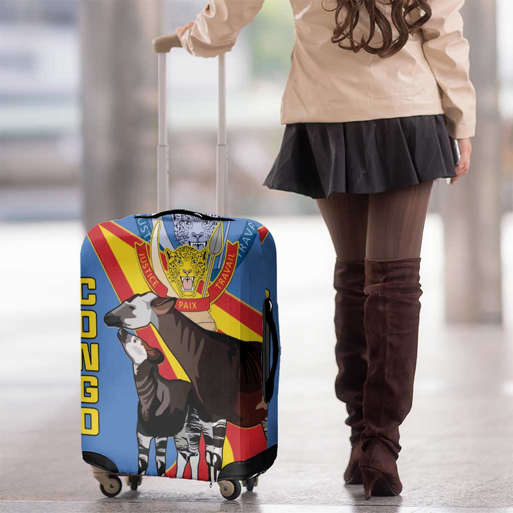 DR Congo Okapi Luggage Cover With Coat Of Arms