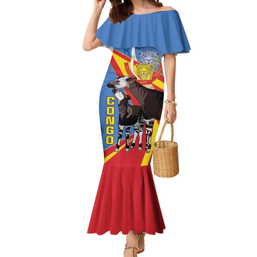 DR Congo Okapi Mermaid Dress With Coat Of Arms