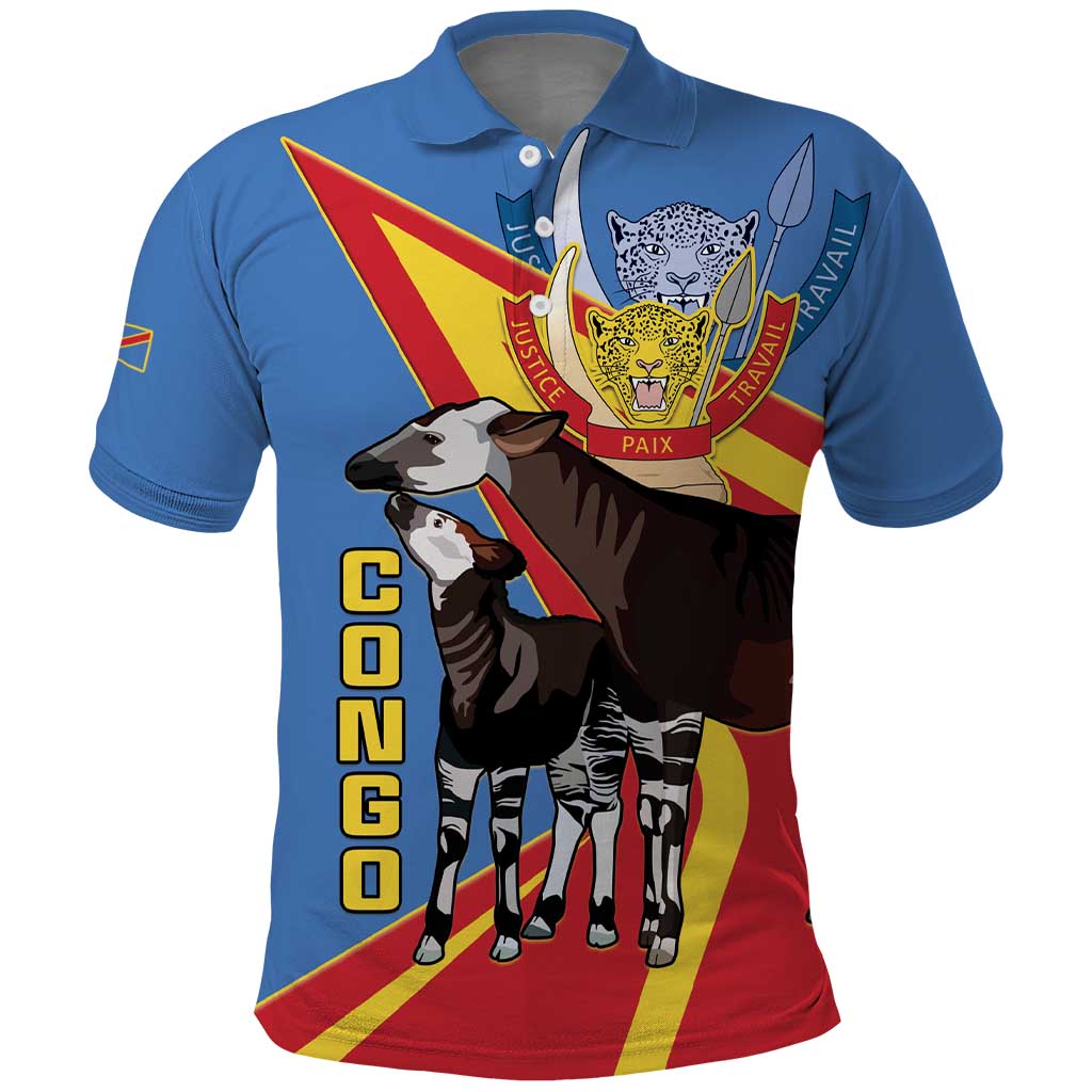 DR Congo Okapi Polo Shirt With Coat Of Arms