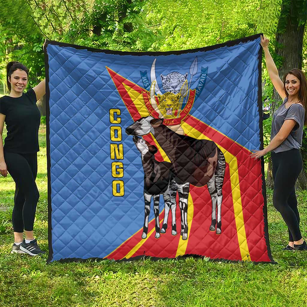 DR Congo Okapi Quilt With Coat Of Arms