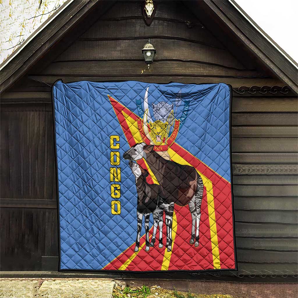 DR Congo Okapi Quilt With Coat Of Arms