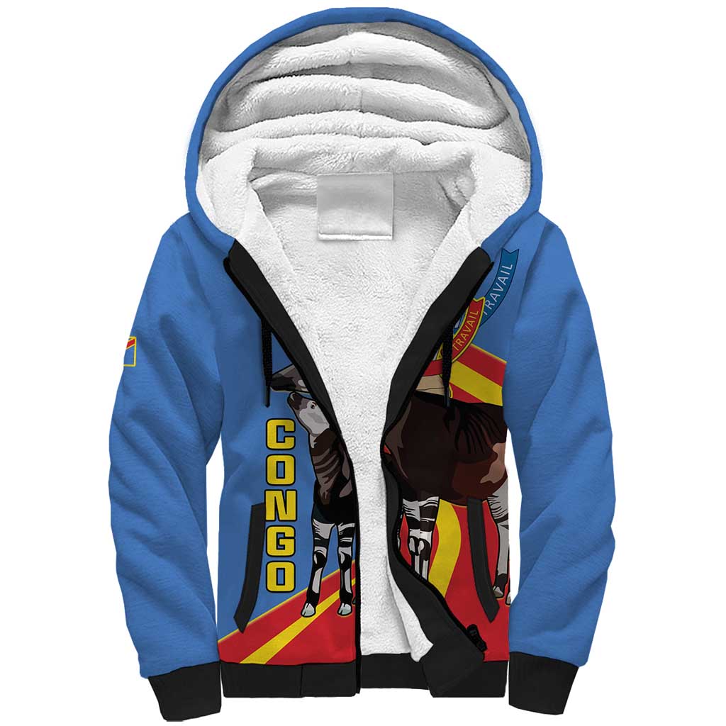 DR Congo Okapi Sherpa Hoodie With Coat Of Arms