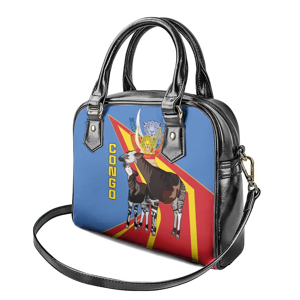 DR Congo Okapi Shoulder Handbag With Coat Of Arms