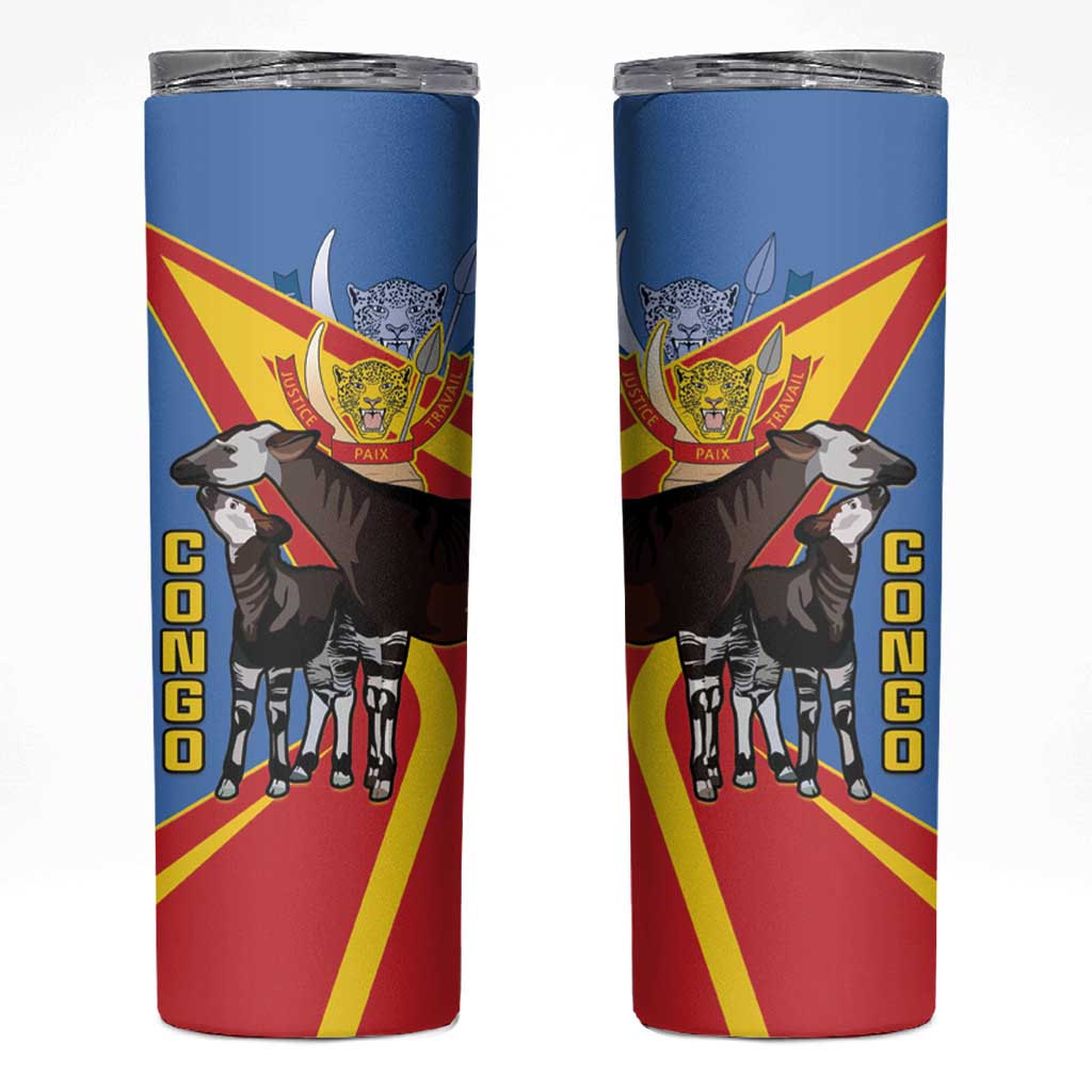 DR Congo Okapi Skinny Tumbler With Coat Of Arms
