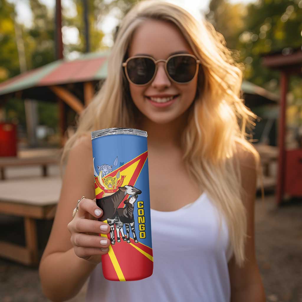 DR Congo Okapi Skinny Tumbler With Coat Of Arms