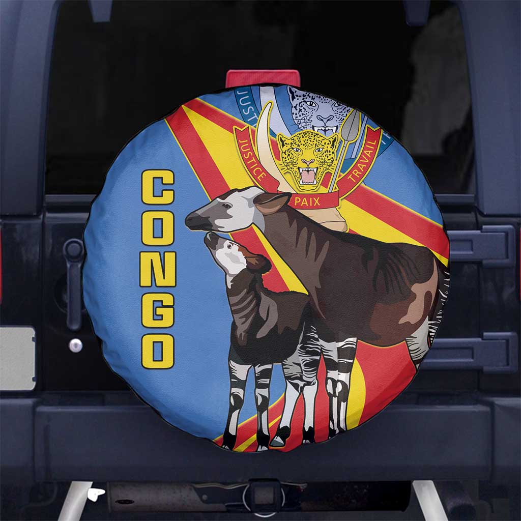 DR Congo Okapi Spare Tire Cover With Coat Of Arms
