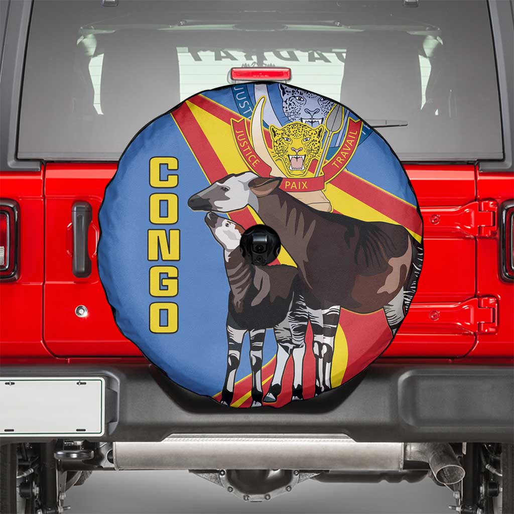 DR Congo Okapi Spare Tire Cover With Coat Of Arms