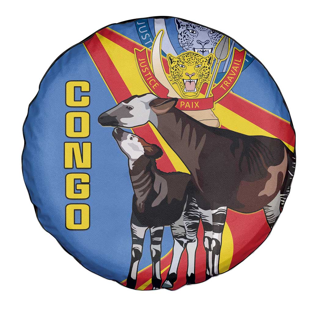DR Congo Okapi Spare Tire Cover With Coat Of Arms