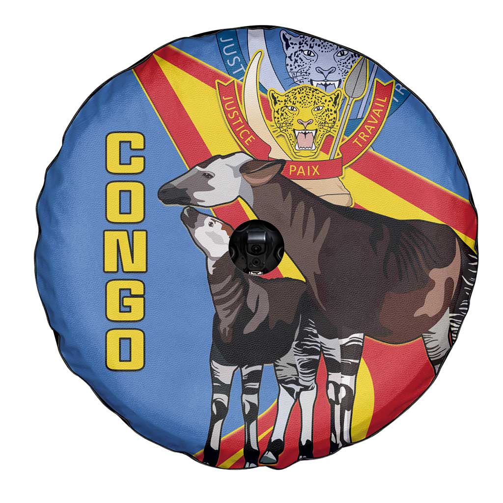 DR Congo Okapi Spare Tire Cover With Coat Of Arms