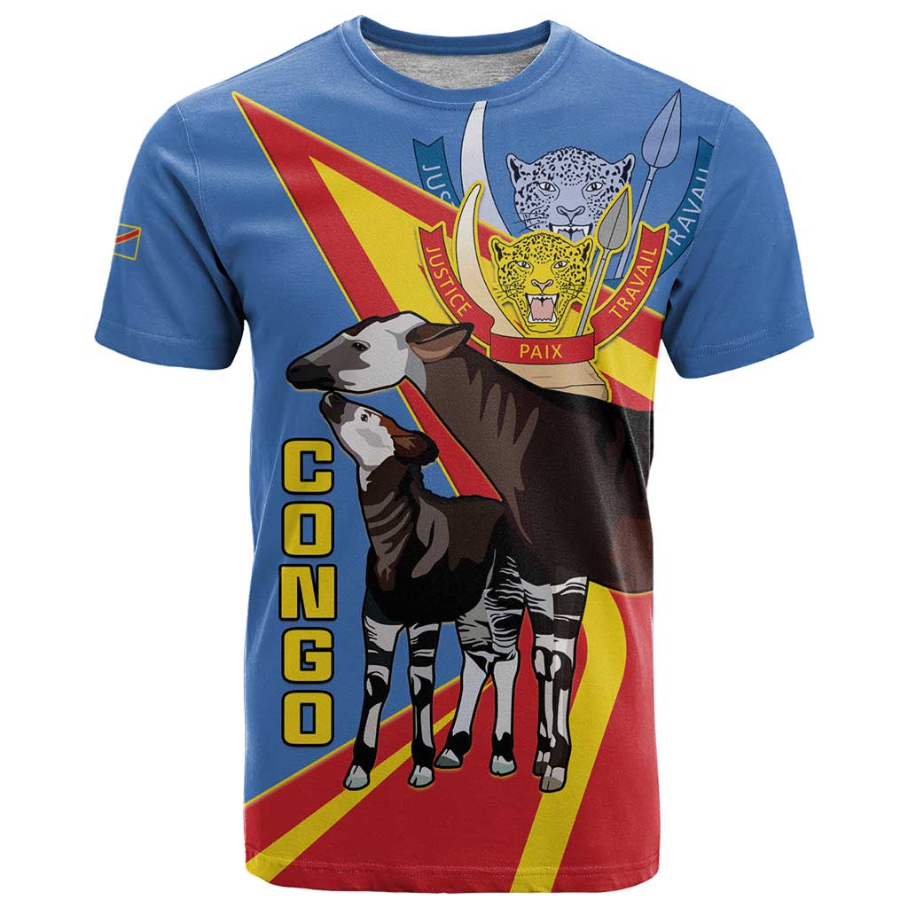 DR Congo Okapi T Shirt With Coat Of Arms