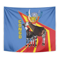 DR Congo Okapi Tapestry With Coat Of Arms