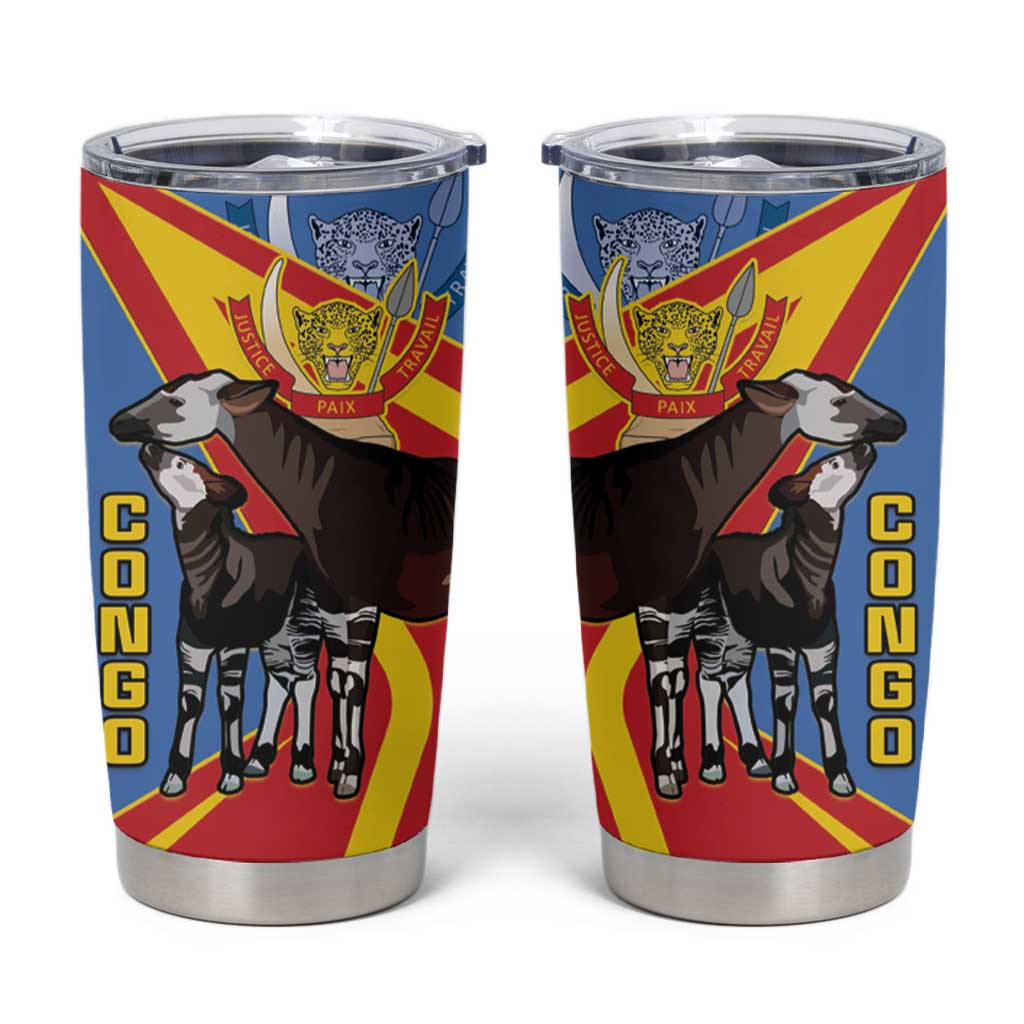 DR Congo Okapi Tumbler Cup With Coat Of Arms