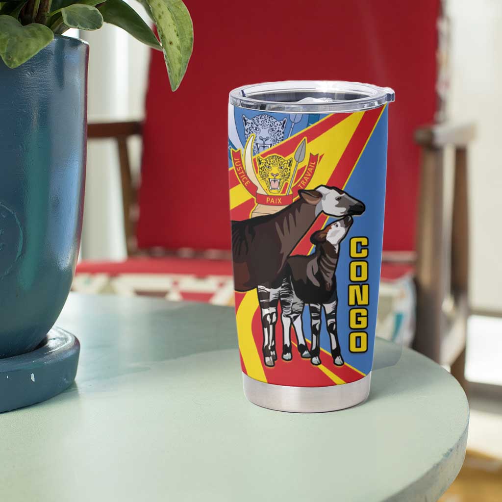 DR Congo Okapi Tumbler Cup With Coat Of Arms