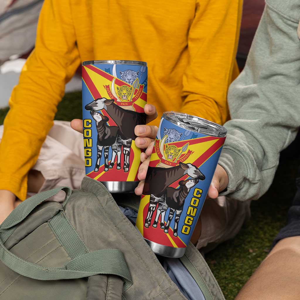 DR Congo Okapi Tumbler Cup With Coat Of Arms