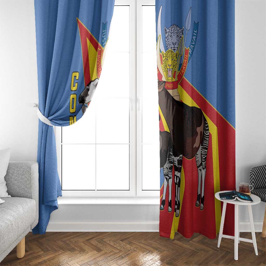 DR Congo Okapi Window Curtain With Coat Of Arms