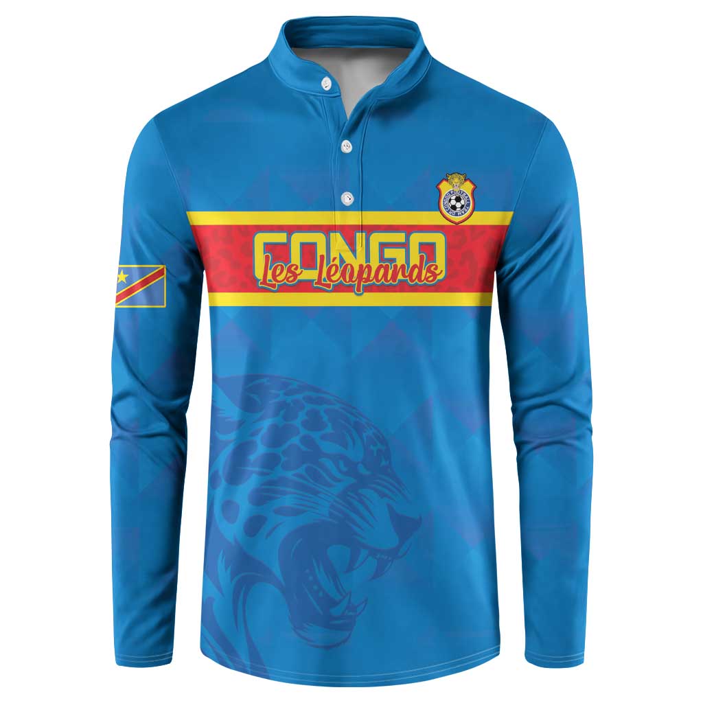 Custom DR Congo Football Button Sweatshirt Go Les Léopards