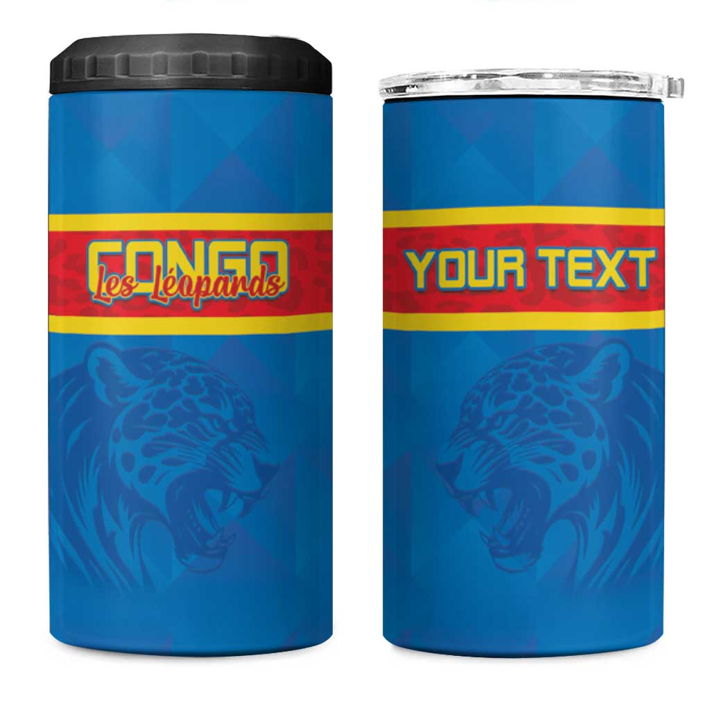 Custom DR Congo Football 4 in 1 Can Cooler Tumbler Go Les Leopards