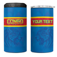 Custom DR Congo Football 4 in 1 Can Cooler Tumbler Go Les Leopards
