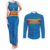 Custom DR Congo Football Couples Matching Tank Maxi Dress and Long Sleeve Button Shirt Go Les Léopards