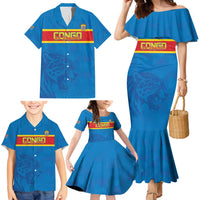 Custom DR Congo Football Family Matching Mermaid Dress and Hawaiian Shirt Go Les Léopards