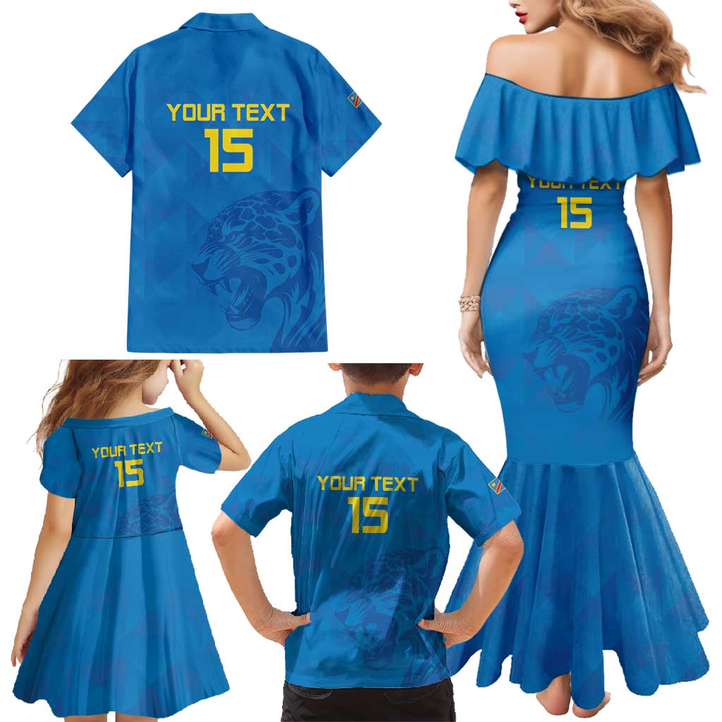 Custom DR Congo Football Family Matching Mermaid Dress and Hawaiian Shirt Go Les Léopards