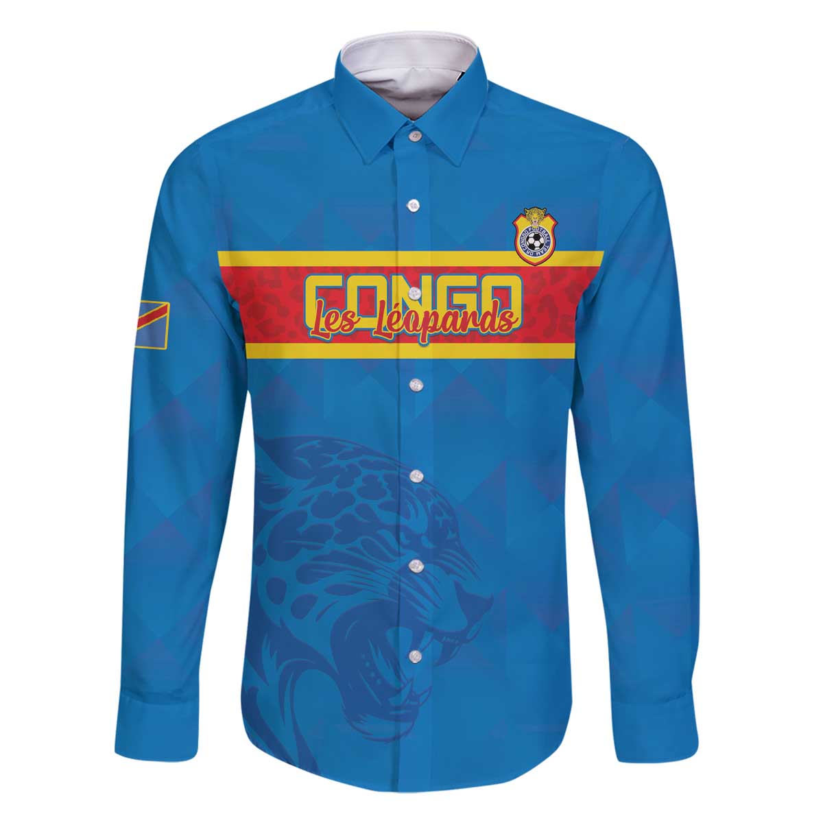 Custom DR Congo Football Family Matching Off The Shoulder Long Sleeve Dress and Hawaiian Shirt Go Les Léopards