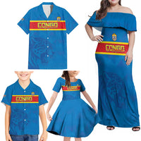 Custom DR Congo Football Family Matching Off Shoulder Maxi Dress and Hawaiian Shirt Go Les Léopards