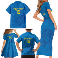 Custom DR Congo Football Family Matching Short Sleeve Bodycon Dress and Hawaiian Shirt Go Les Léopards