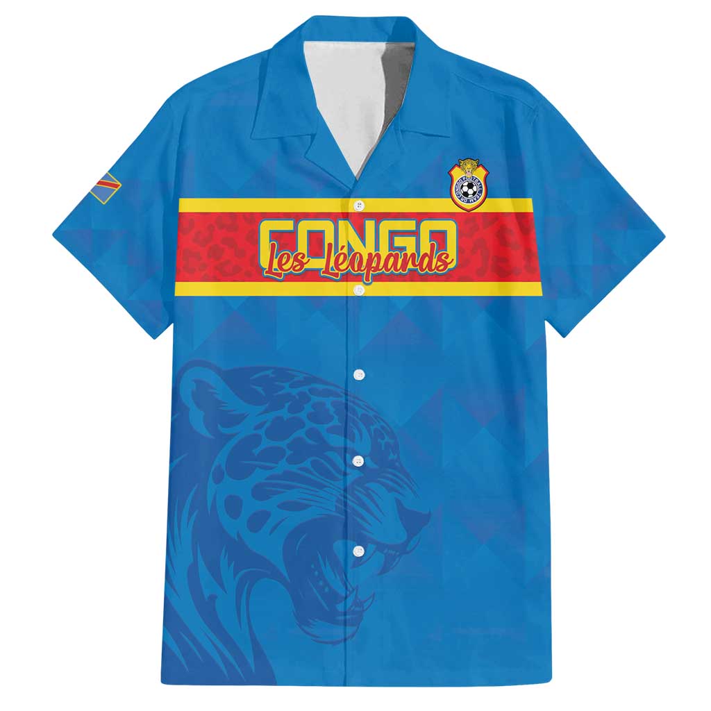 Custom DR Congo Football Family Matching Tank Maxi Dress and Hawaiian Shirt Go Les Léopards