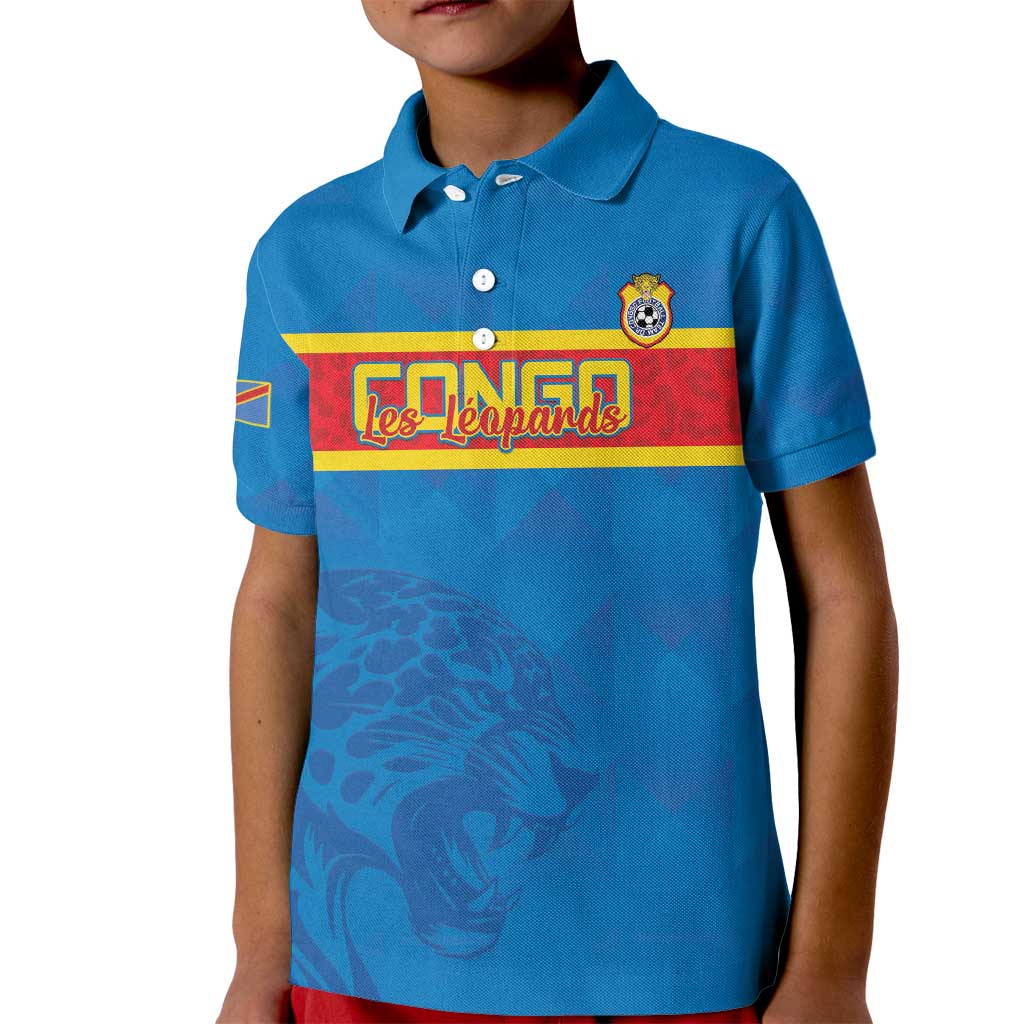Custom DR Congo Football Kid Polo Shirt Go Les Léopards