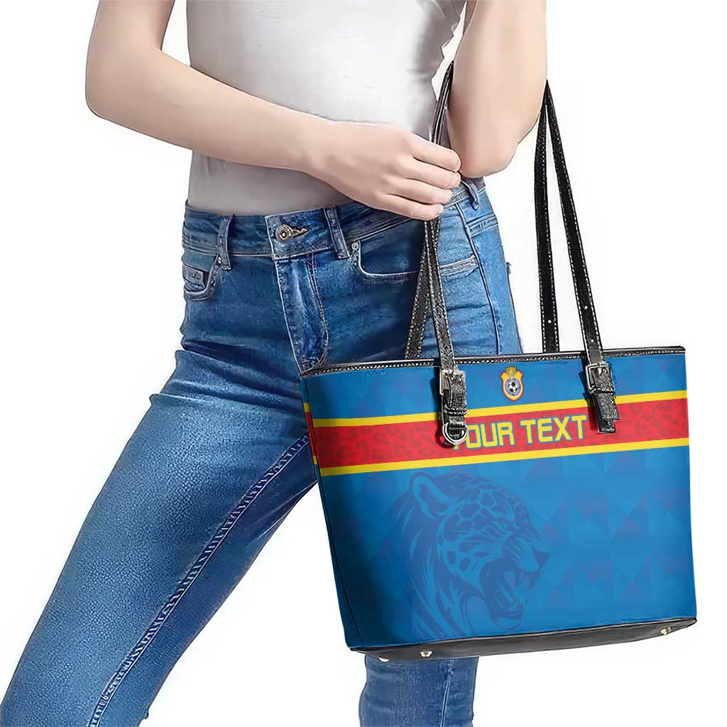 Custom DR Congo Football Leather Tote Bag Go Les Léopards