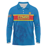 Custom DR Congo Football Long Sleeve Polo Shirt Go Les Léopards