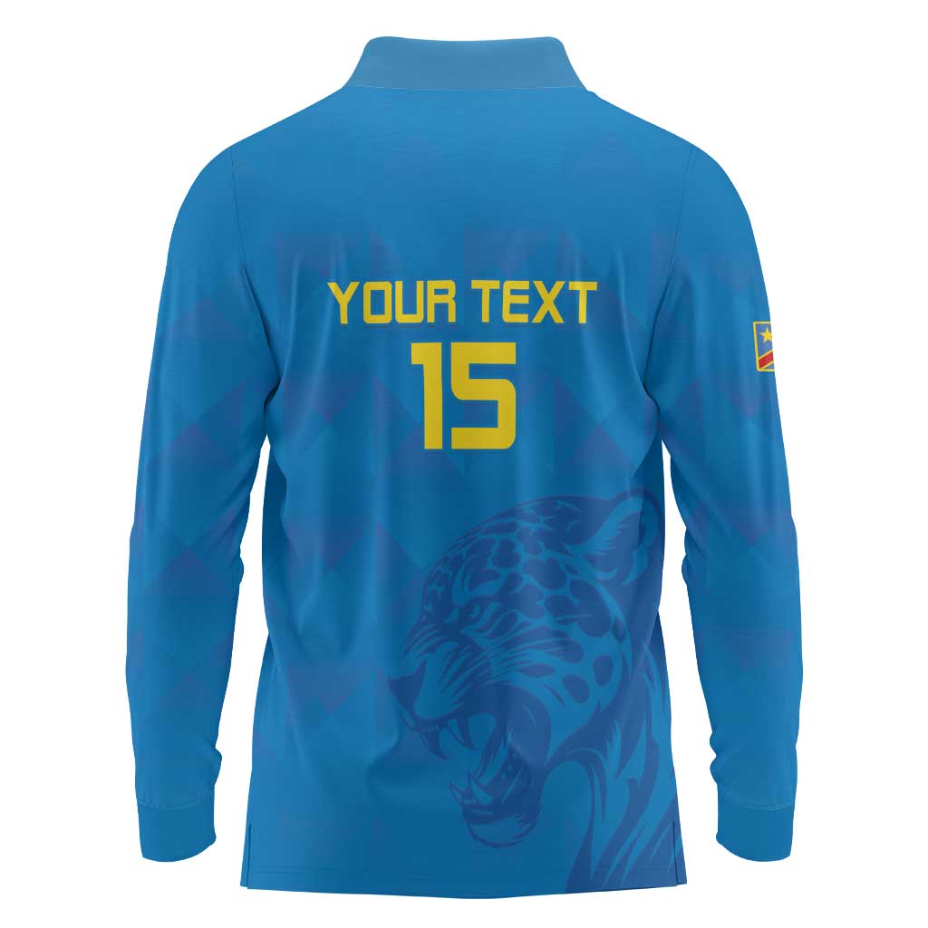 Custom DR Congo Football Long Sleeve Polo Shirt Go Les Léopards