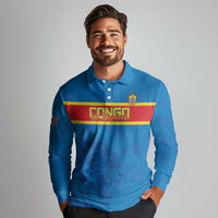 Custom DR Congo Football Long Sleeve Polo Shirt Go Les Léopards