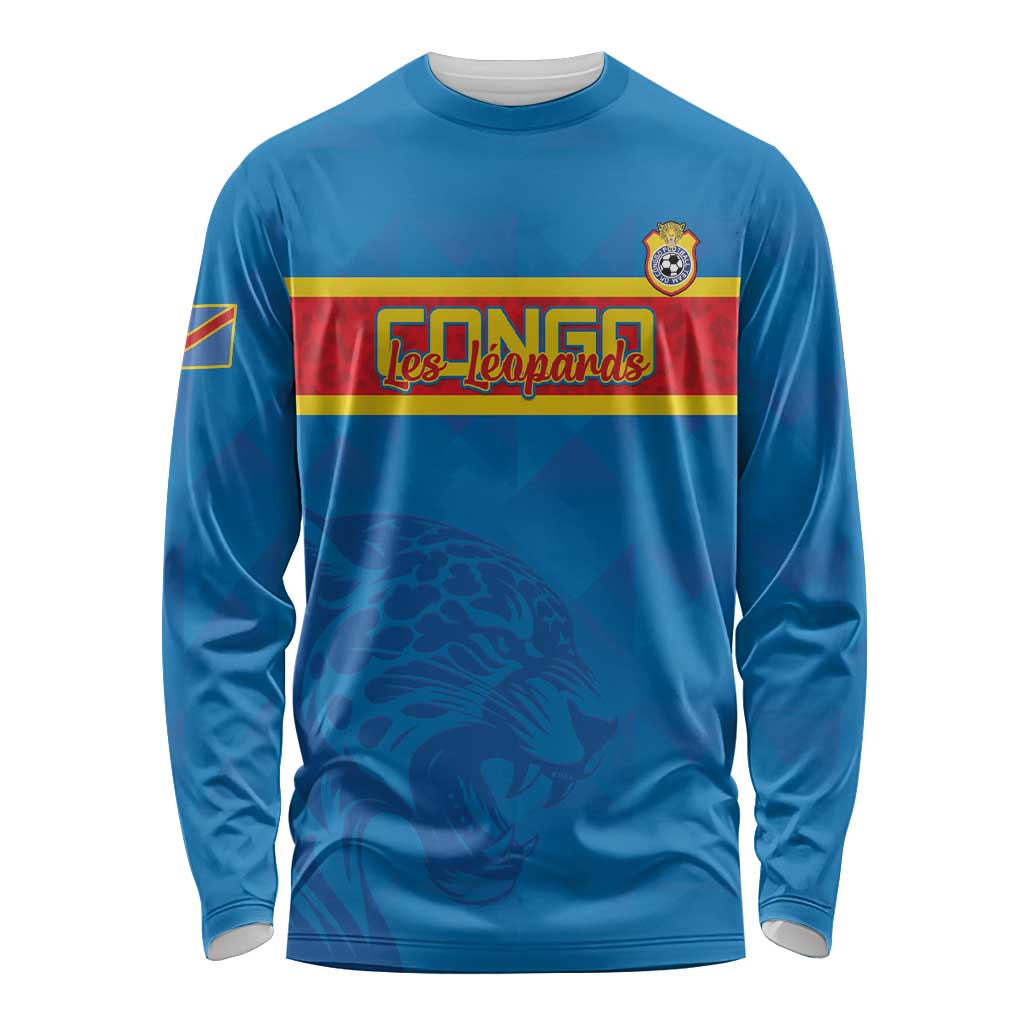Custom DR Congo Football Long Sleeve Shirt Go Les Léopards