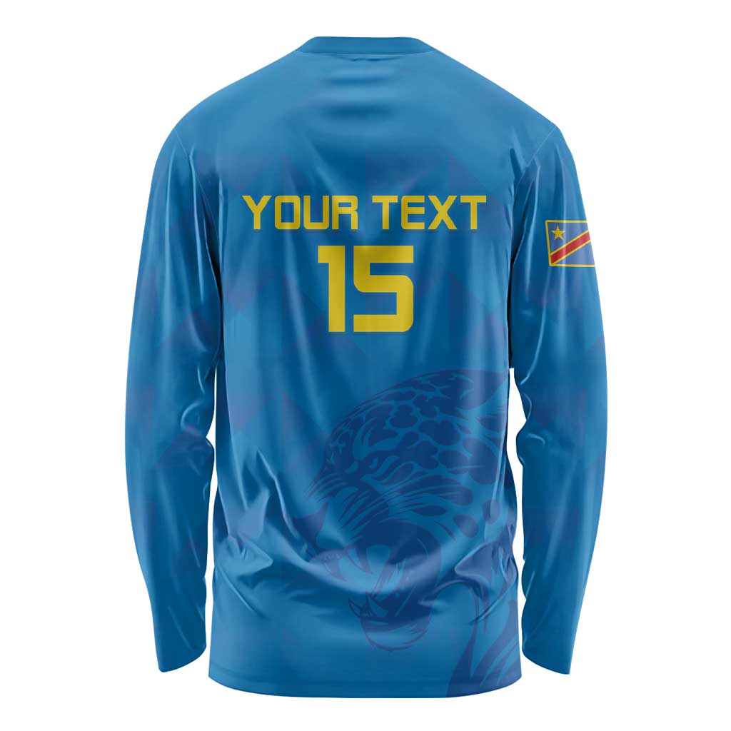 Custom DR Congo Football Long Sleeve Shirt Go Les Léopards