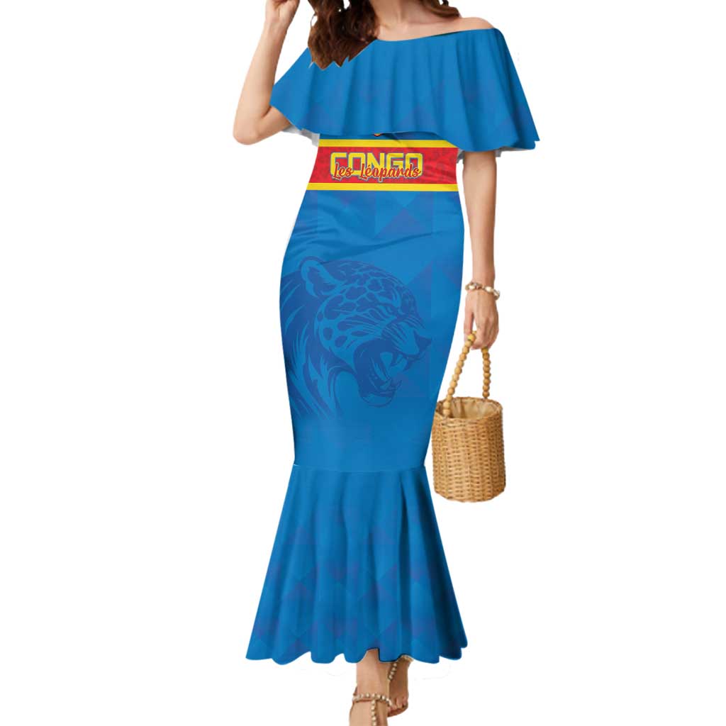 Custom DR Congo Football Mermaid Dress Go Les Léopards