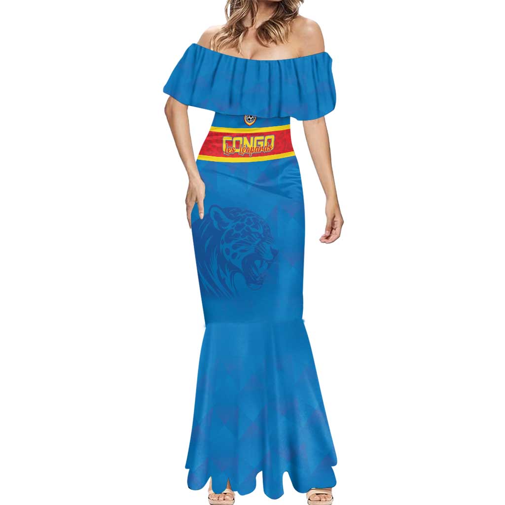Custom DR Congo Football Mermaid Dress Go Les Léopards