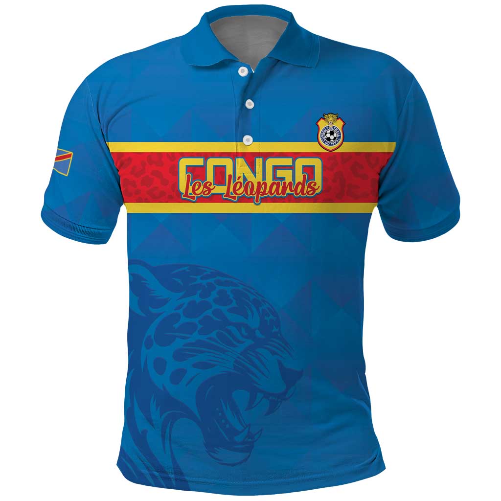 Custom DR Congo Football Polo Shirt Go Les Léopards