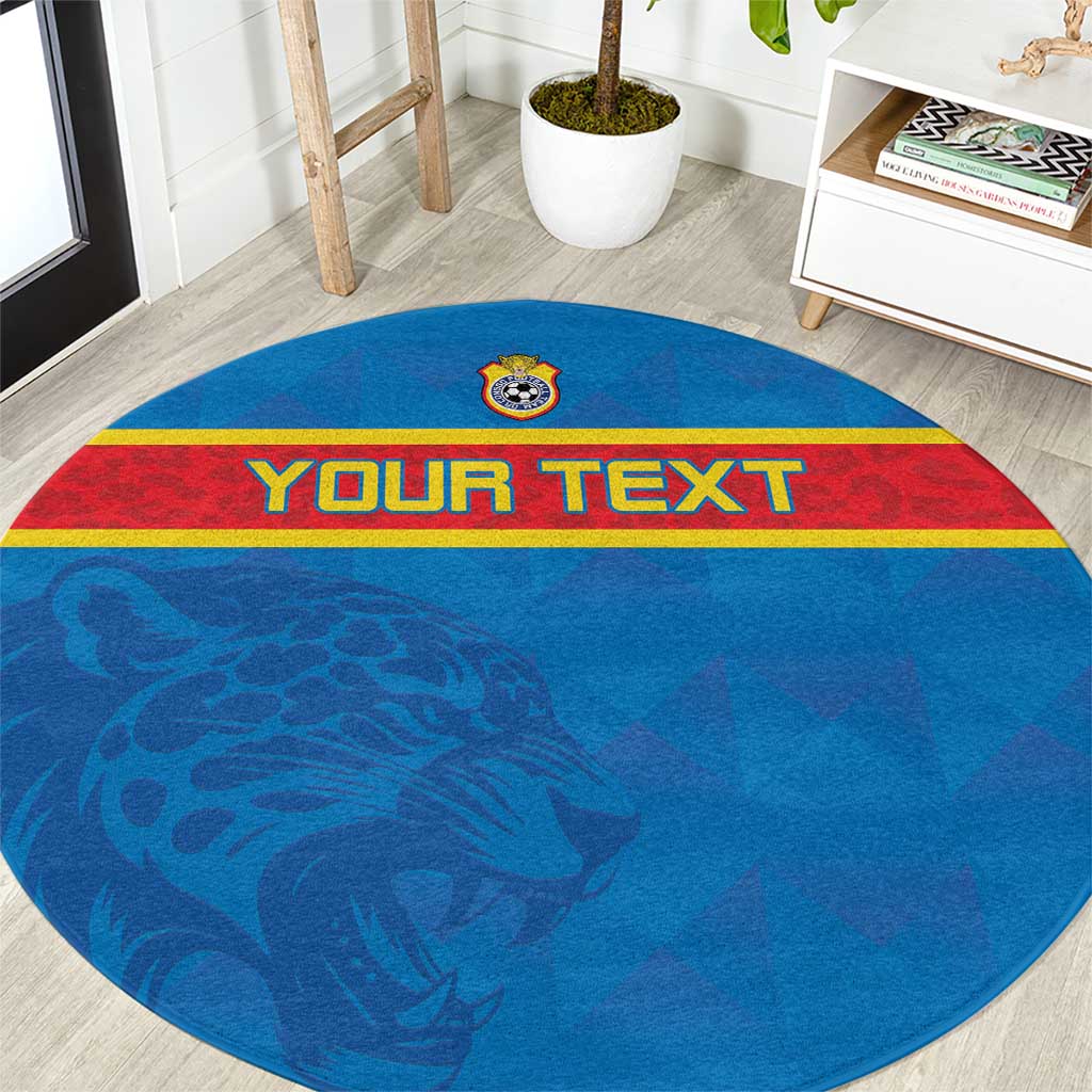 Custom DR Congo Football Round Carpet Go Les Léopards