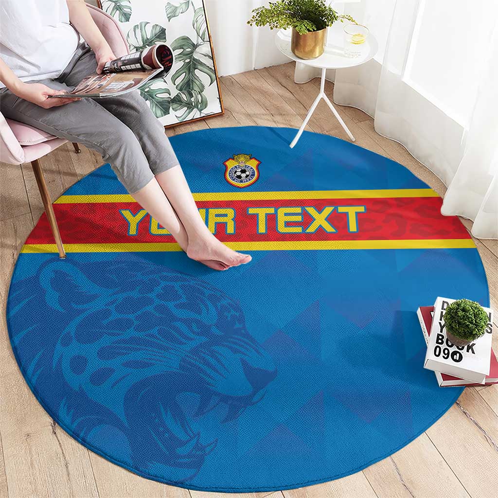 Custom DR Congo Football Round Carpet Go Les Léopards