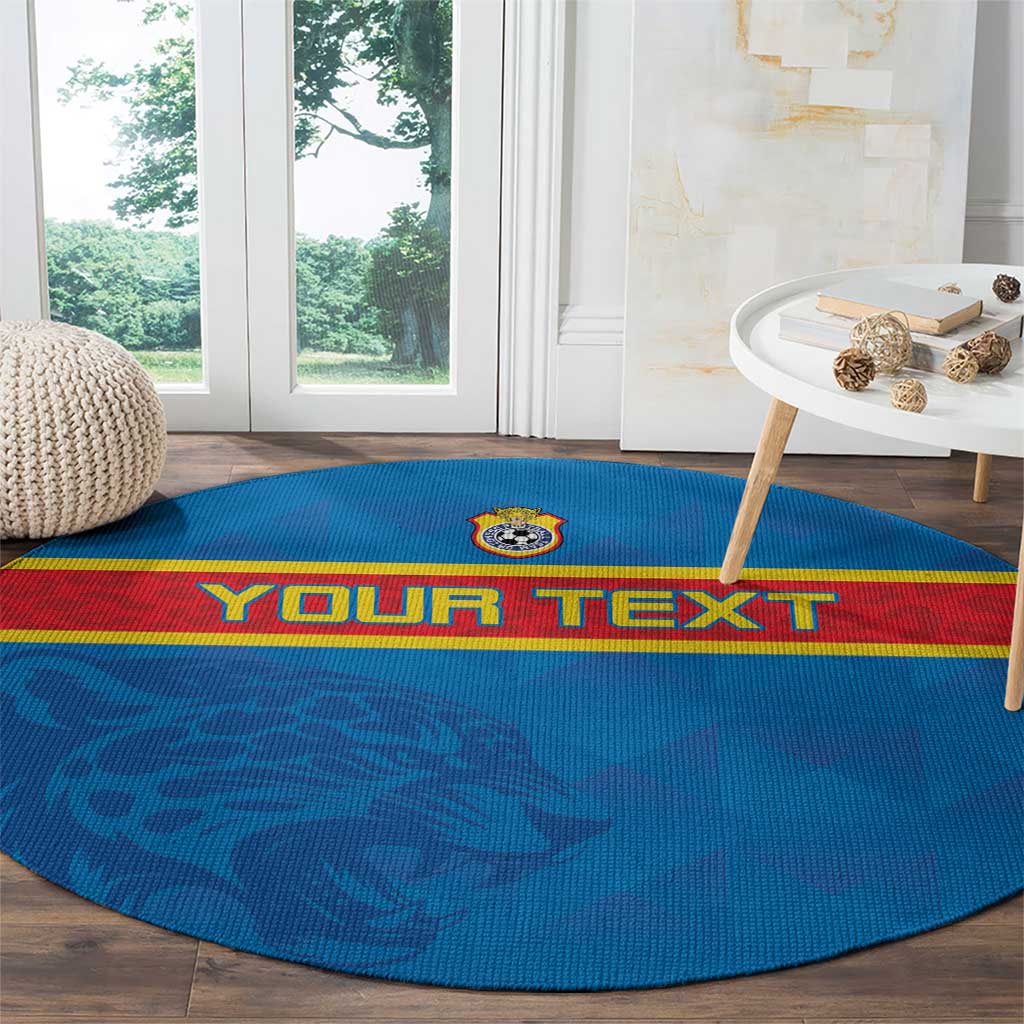 Custom DR Congo Football Round Carpet Go Les Léopards