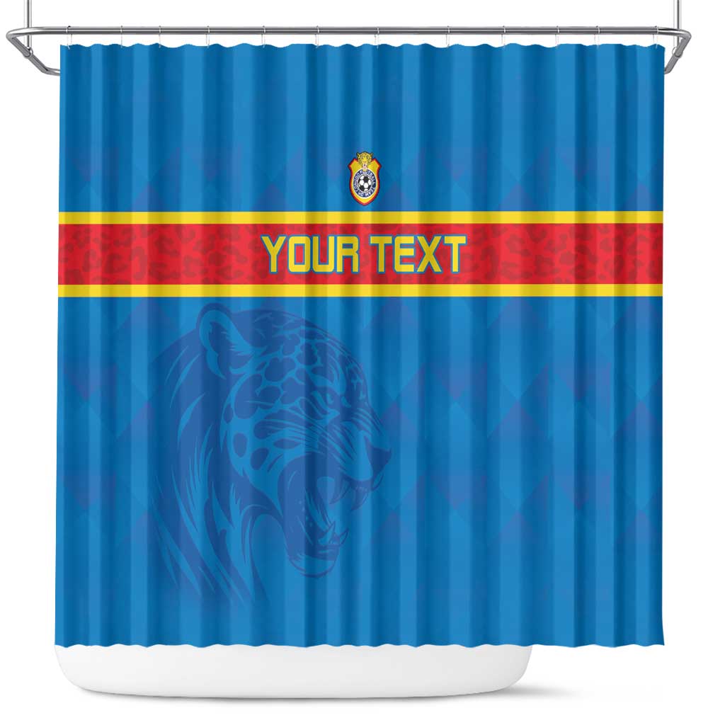 Custom DR Congo Football Shower Curtain Go Les Léopards