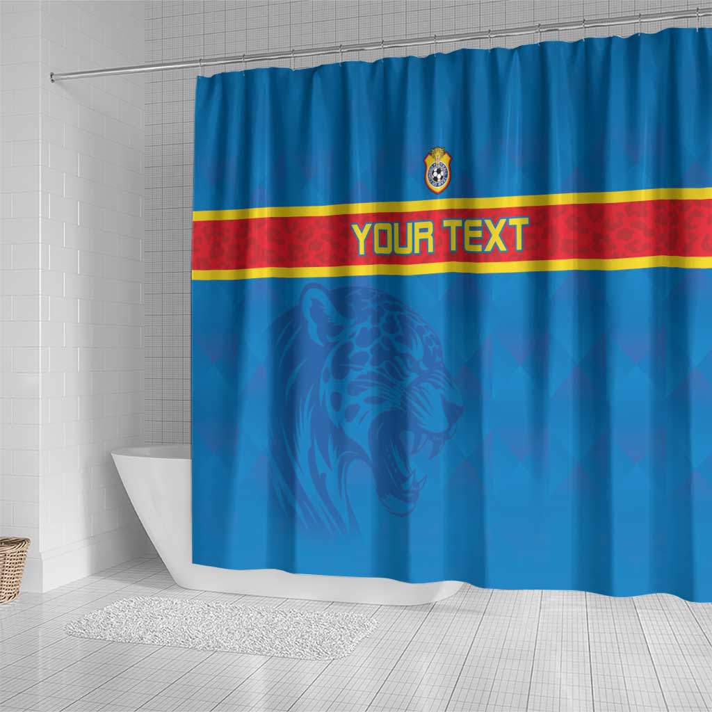 Custom DR Congo Football Shower Curtain Go Les Léopards