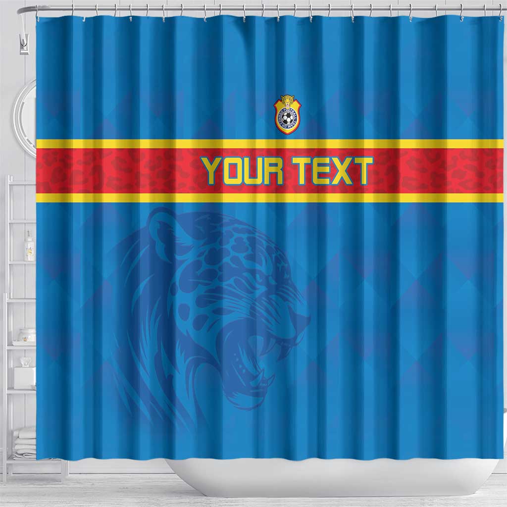 Custom DR Congo Football Shower Curtain Go Les Léopards