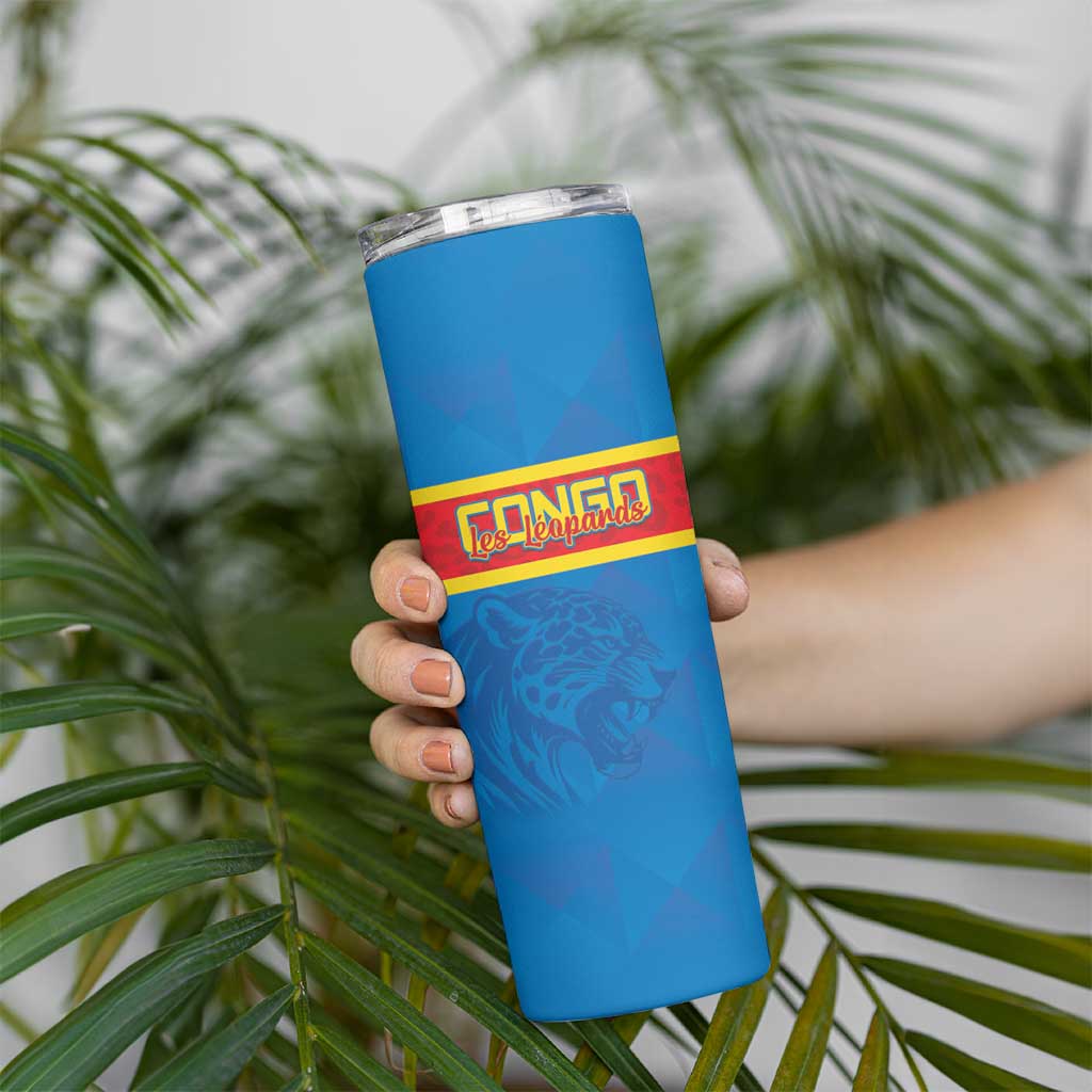 Custom DR Congo Football Skinny Tumbler Go Les Leopards