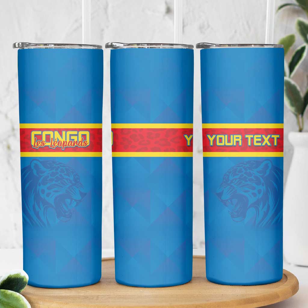 Custom DR Congo Football Skinny Tumbler Go Les Leopards
